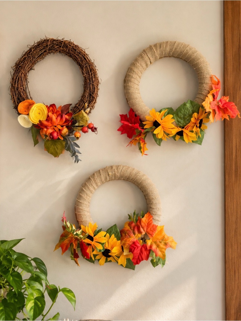 Autumn Harvest Wall Wreath Trio | Hang or Centerpieces